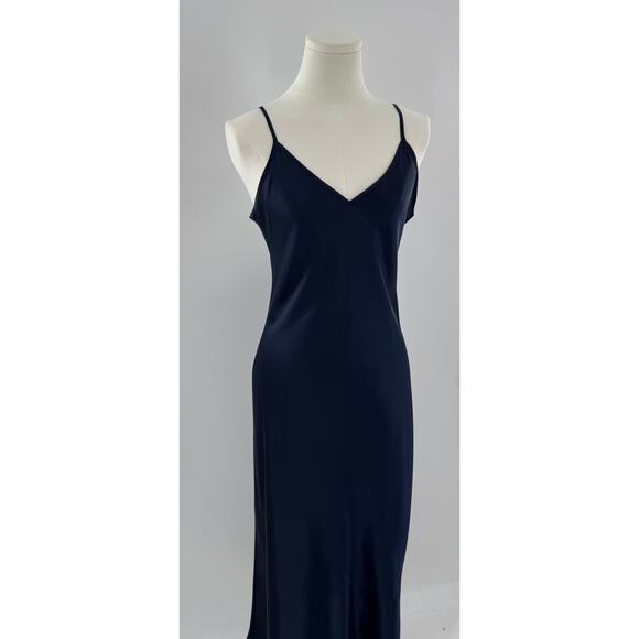 Quince Silk Slip Dress Navy Blue Sleeveless Sheath Washable Silk Midi M NWOT - Picture 3 of 9